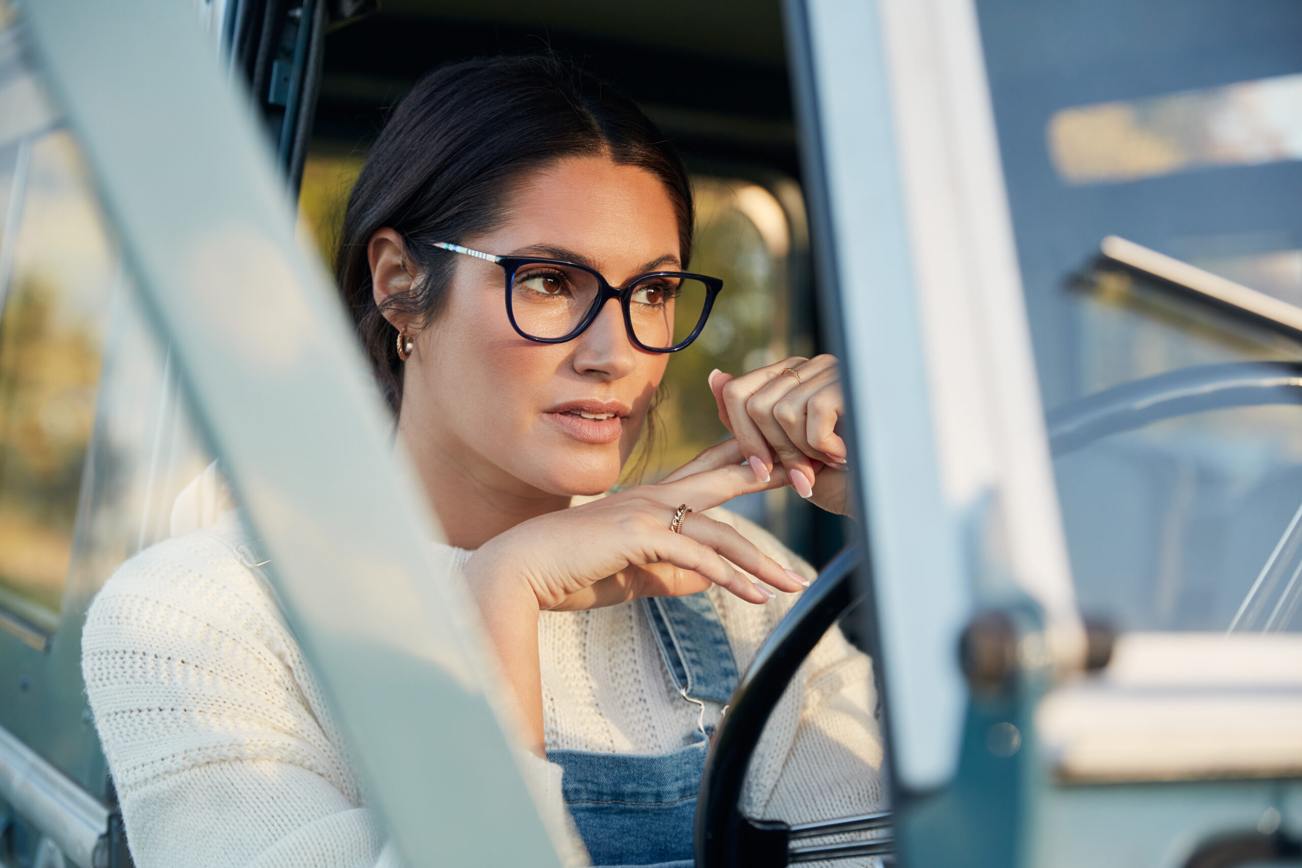 Model with glasses